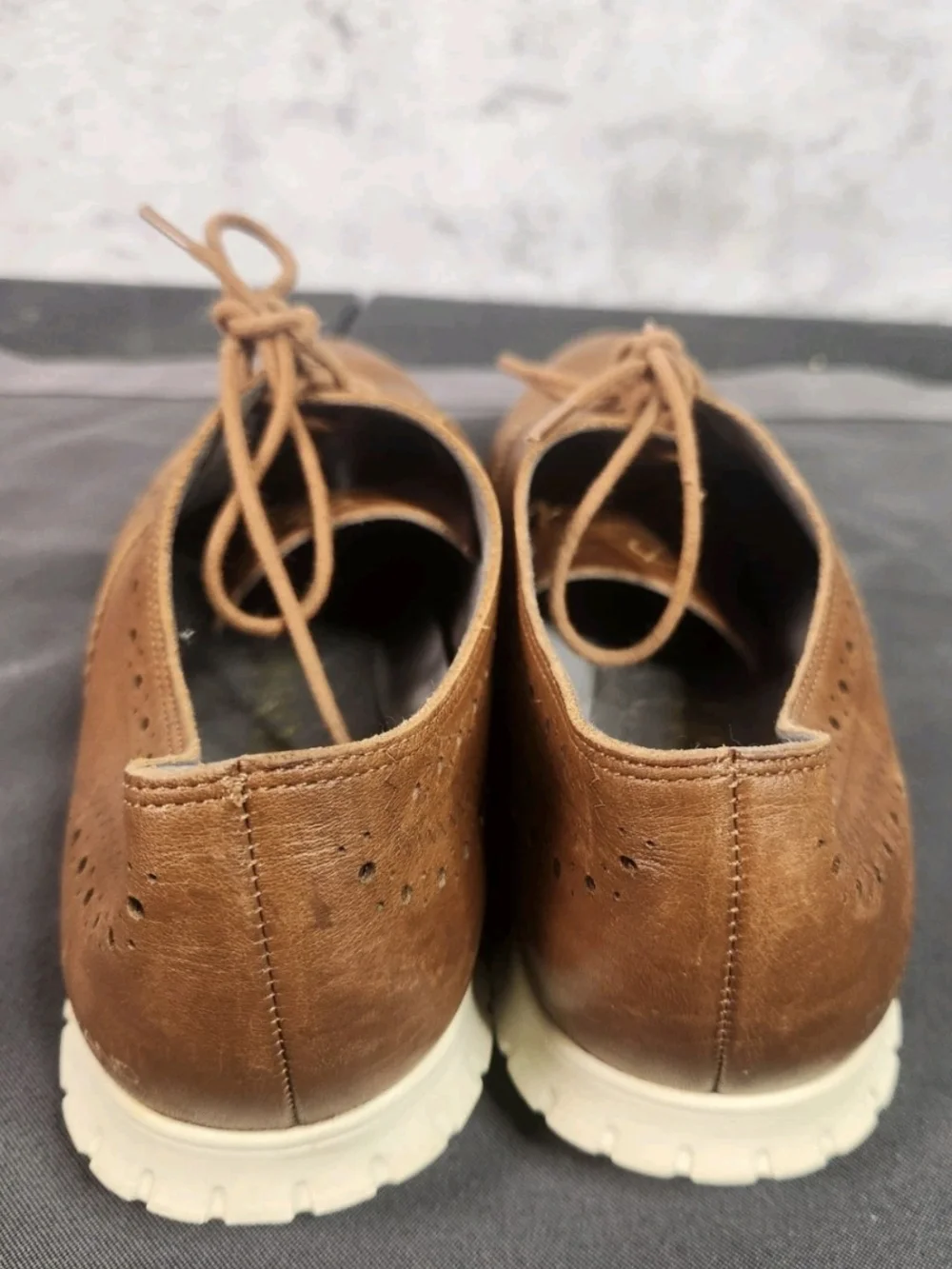 Cole Haan Tan Leather Wingtip Oxfords with White Sole